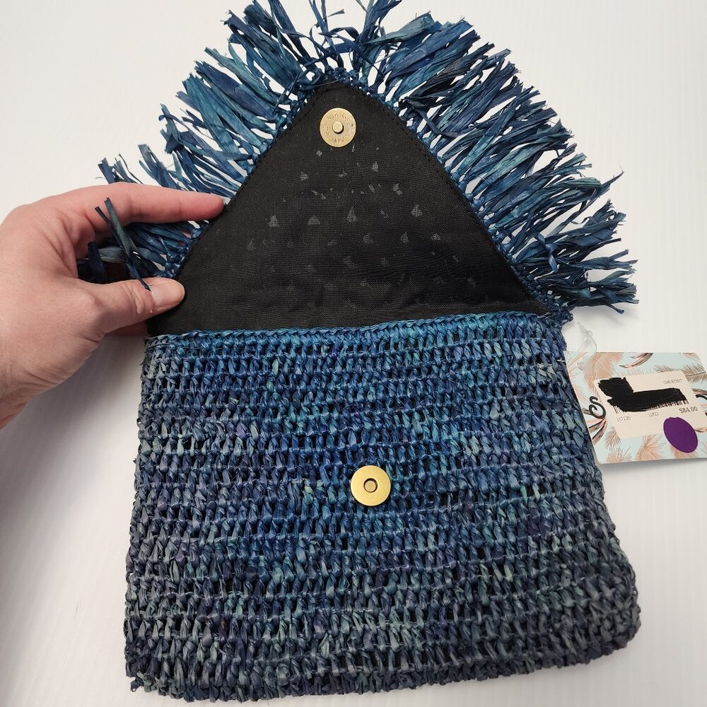 👜 NWT Shebobo Raffia Clutch 👜 - Picture 4 of 7